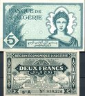 CARTAMONETA ESTERA - ALGERIA - Occupazione Francese (1839-1962) - 5 Franchi 16/11/1942 Kr. 91 Assieme a 2 franchi 1944 - Lotto di 2 biglietti
FDS