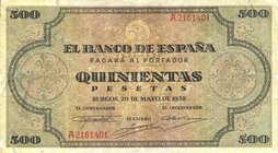 CARTAMONETA ESTERA - SPAGNA - Seconda repubblica spagnola (1931-1939) - 500 Pesetas 20/05/1938
BB-SPL
