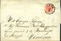 AREA ITALIANA - LOMBARDO VENETO - Antichi Stati - Posta Ordinaria 1850 - 15 Cent. su lettera in partenza da Este per Venezia
BU