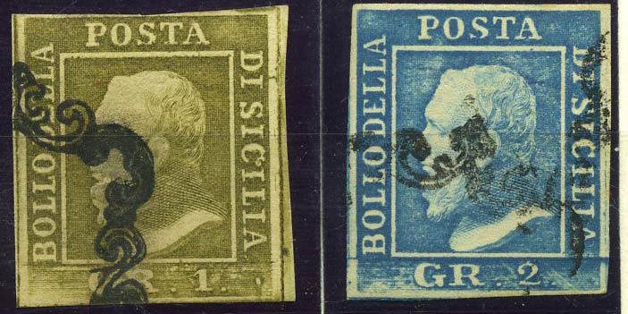 AREA ITALIANA - SICILIA - Antichi Stati - Posta Ordinaria 1859 - 1 e 2 grana (Sa...