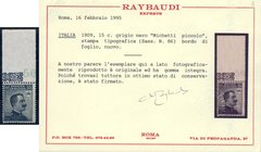 AREA ITALIANA - ITALIA REGNO - Posta Ordinaria 1909 Vittorio Em. III (86) Cat. 1000 € -Cer. Ray
NN
