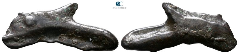 Scythia. Olbia circa 525-350 BC. 
Cast dolphin Æ

25 mm., 1.77 g.



near...