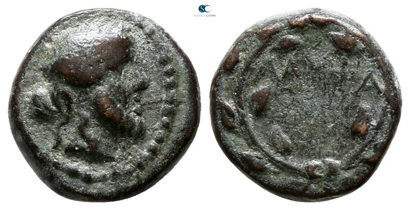 Mysia. Lampsakos 190-85 BC. 
Bronze Æ

10 mm., 1.42 g.



very fine