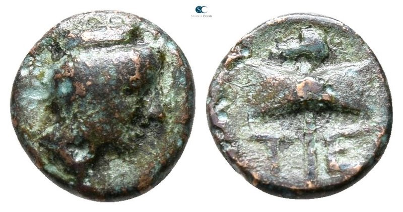 Troas. Tenedos circa 400 BC. 
Bronze Æ

8 mm., 0.59 g.



fine