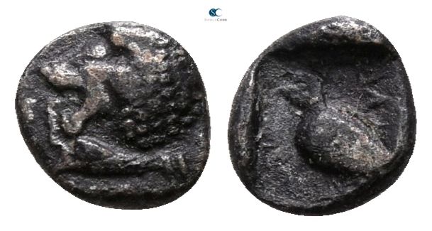 Ionia. Miletos 550-500 BC. 
Tetartemorion AR

6 mm., 0.22 g.



very fine