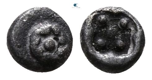 Ionia. Erythrai 510-494 BC.
Hemitetartemorion AR

5 mm., 0.14 g.

very fine