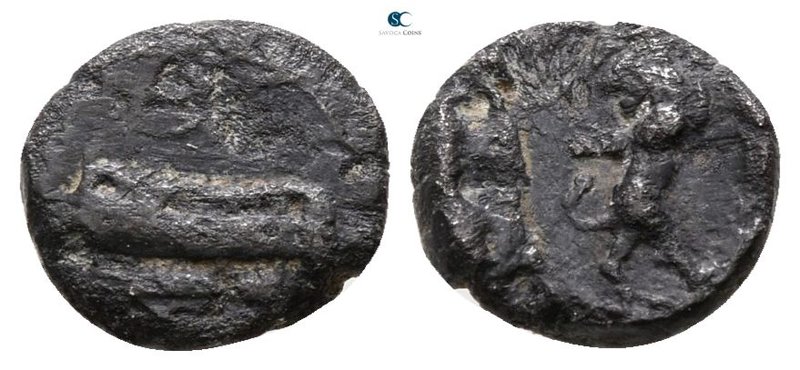 Phoenicia. Sidon. Time of Baalshallim II 401-366 BC. 
1/16 Shekel AR

8 mm., ...