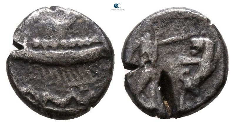 Phoenicia. Sidon. Time of Baalshallim II 401-366 BC. 
1/16 Shekel AR

8 mm., ...