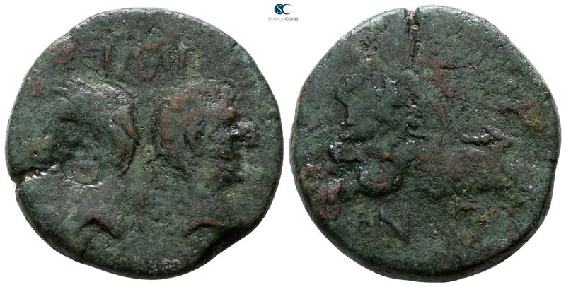 Gaul. Nemausus. Augustus with Agrippa 27 BC-AD 14. 
Bronze Æ

26 mm., 12.83 g...