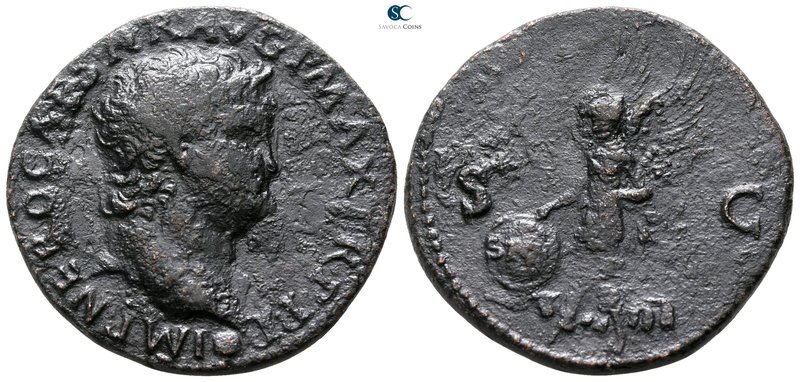 Nero AD 54-68. Rome
As Æ

28 mm., 11.02 g.



very fine