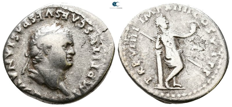 Titus AD 79-81. Rome
Denarius AR

20 mm., 2.55 g.



nearly very fine