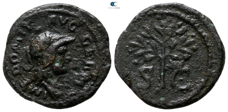Domitian AD 81-96. Rome
Quadrans Æ

17 mm., 2.59 g.



very fine