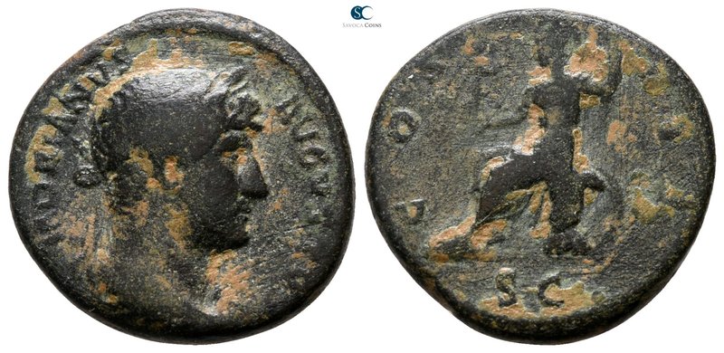 Hadrian AD 117-138. Rome
Semis Æ

18 mm., 4.32 g.



nearly very fine