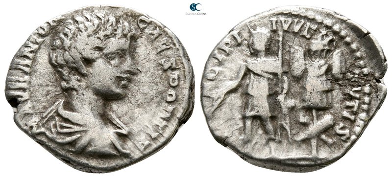 Caracalla, as Caesar AD 196-198. Rome
Denarius AR

17 mm., 2.82 g.



nea...