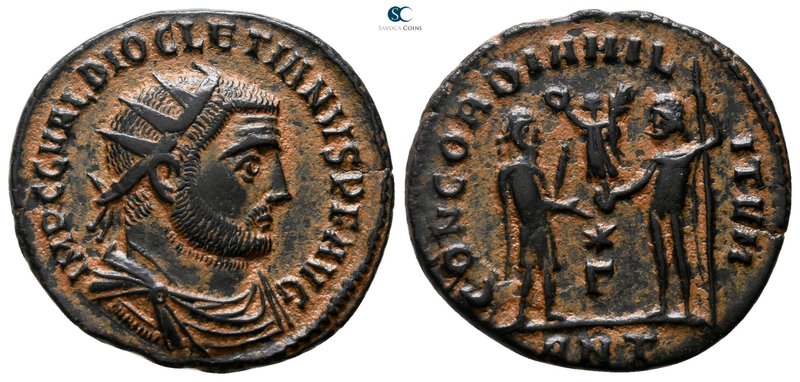 Diocletian AD 284-305. Antioch
Radiatus Æ

19 mm., 2.94 g.



very fine