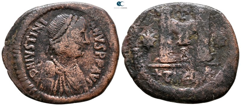 Justinian I AD 527-565. Theoupolis (Antioch)
Follis Æ

32 mm., 13.72 g.


...