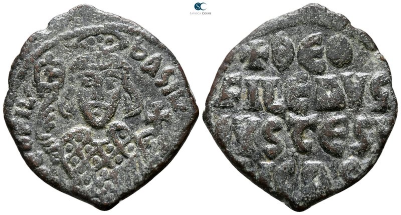 Theophilus AD 829-842. Constantinople
Follis Æ

28 mm., 6.01 g.



very f...