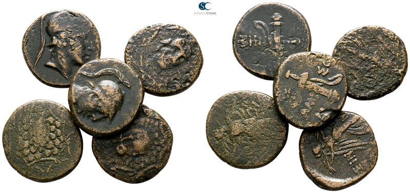 Lot of 5 Greek bronze coins / SOLD AS SEEN, NO RETURN!

very fine