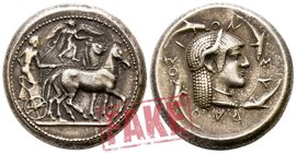 Sicily. Syracuse. Gelon I 485-478 BC. SOLD AS SEEN; MODERN REPLICA / NO RETURN !. Electrotype "Tetradrachm"