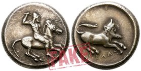 Sicily. Gela circa 475-465 BC. SOLD AS SEEN; MODERN REPLICA / NO RETURN !. Electrotype "Tetradrachm"