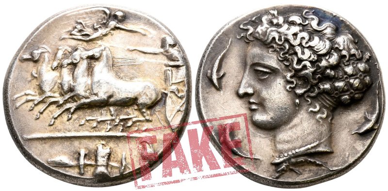 Sicily. Syracuse circa 410-400 BC. SOLD AS SEEN; MODERN REPLICA / NO RETURN !
E...