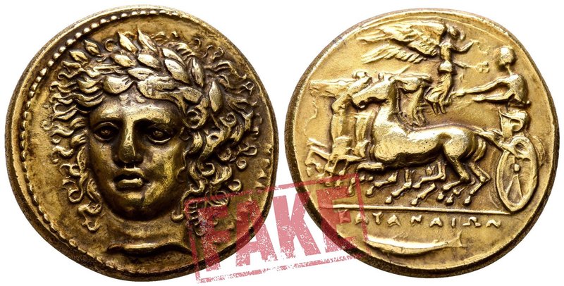 Sicily. Katane circa 405-403 BC. SOLD AS SEEN; MODERN REPLICA / NO RETURN !
Ele...