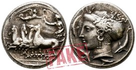 Sicily. Syracuse circa 405 BC. SOLD AS SEEN; MODERN REPLICA / NO RETURN !. Electrotype "Tetradrachm"
