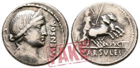 Roman Republic. Rome. L. Farsuleius Mensor 76 BC. SOLD AS SEEN; MODERN REPLICA / NO RETURN !. Electrotype "Denarius"