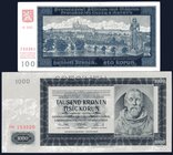 Bohemia & Moravia Lot of 2 Banknotes 1940 Specimen

100 Korun 1940 Specimen, 1000 Korun 1942 Specimen