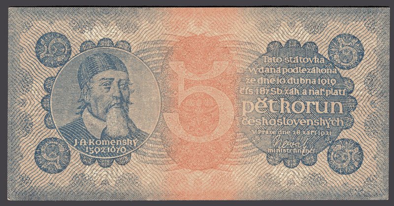 Czechoslovakia 5 Korun 1921

P# 15; AUNC. Very rare grade for this banknote. T...