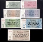 Czechoslovakia Terezin Ghetto Set of 7 Banknotes 1943

Complete Denomination Set; Concentration Camp Money