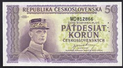 Czechoslovakia 50 Korun 1945 (ND) SPECIMEN

P# 62s; # MD812866