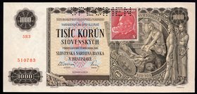 Czechoslovakia 1000 Korun 1945 (ND) SPECIMEN

P# 56s; # 5R3 510783
