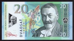 Czechoslovakia 20 Korun 2019 Specimen

# Z1 0080; Fantasy Banknote; Pavol Országh Hviezdoslav 1849-1921, Oravský hrad; Made by Matej Gábriš; BUNC...