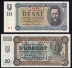 Slovakia Lot of 2 SPECIMEN Banknotes 1942 - (1943)

10-20 Korun; P# 6s, 7s
