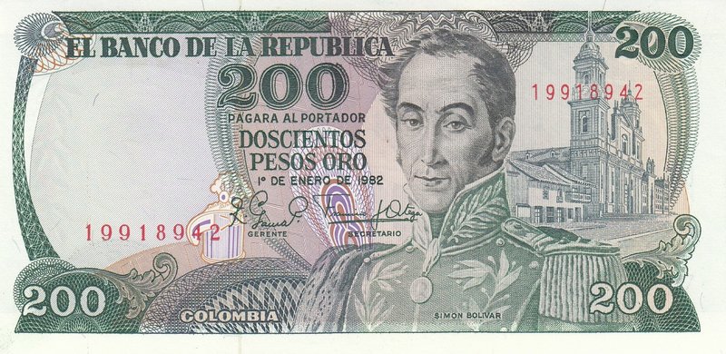Colombia 200 Pesos 1982

P# 427; UNC
