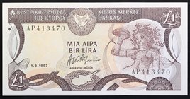 Cyprus 1 Lira 1993

P# 50; № AP 413470; UNC