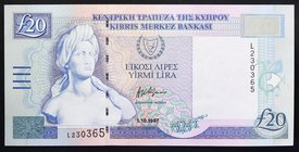 Cyprus 20 Lira 1997 RARE!

P# 56; № L 230365; UNC-; "Aphrodite"; RARE!