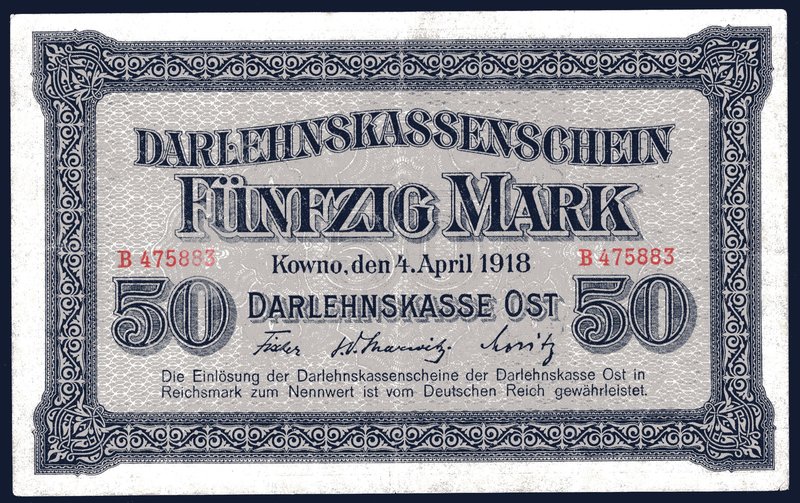 Germany 50 Mark 1918 Kowno

P# 132; # B475883