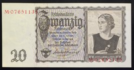 Germany 20 Reichsmark 1939 RARE!

P# 185; № M 07651135; UNC; RARE!