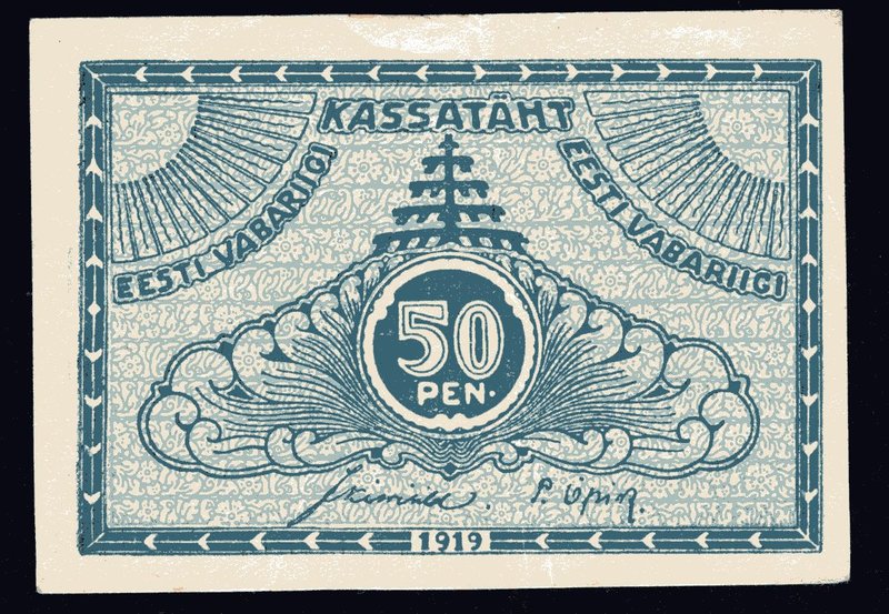 Estonia 50 Penni 1919

P# 42a; XF