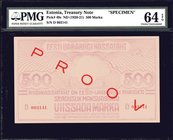 Estonia 500 Marka 1920 - 1921 (ND) PMG 64 Choice UNC SPECIMEN

P# 49s; Seeria D; PROOV