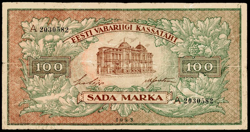 Estonia 100 Marka 1923

P# 51b; Seeria A; F