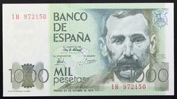Spain 1000 Pesetas 1979

P# 158; № 1H 972150; UNC