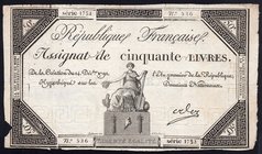 France 50 Livres 1792

P# A72; VF