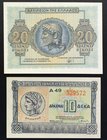 Greece 10 & 20 Drachmai 1940 - 1944

P# 314, 323; UNC; Set 2 PCS