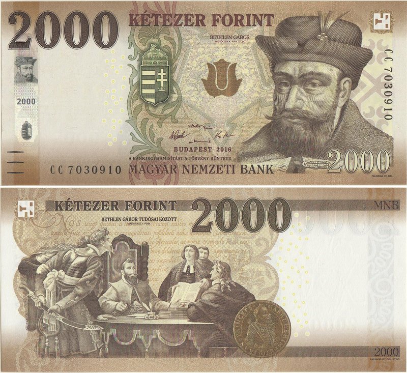 Hungary 2000 Forint 2016

P# 204(a); 154x70mm; UNC