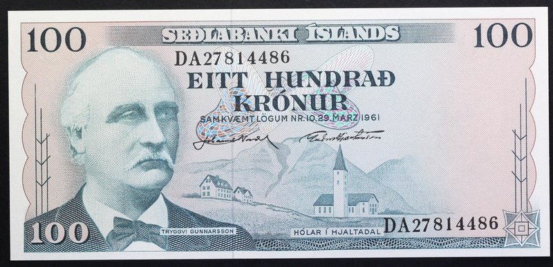 Iceland 100 Kronur 1961

P# 44; № DA 27814486; UNC