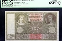 Netherlands 100 Gulden 1922 - 1944 PSGS 65 RARE!

P# 51c; № KR 071056; UNC; RARE!