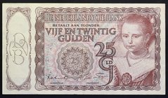 Netherlands 25 Gulden 1944 RARE!

P# 60; № 8 AQ 023456; XF; RARE!